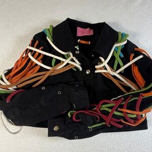 Azalea Wang Rainbow Lace-Up Cropped Jacket | Avant Garde Streetwear